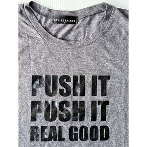 Stylestalker Women's Push It Casual Muscle Tee Size M Charcoal Grey